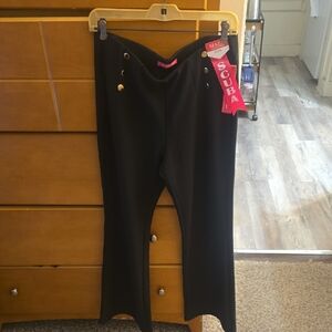 Black Scuba Pants with Gold Accents Petite